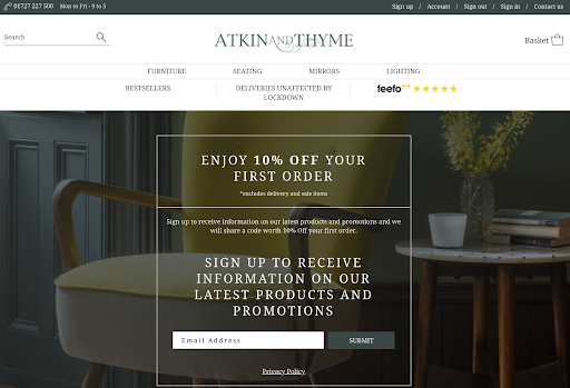 Atkin & Thyme opt in page