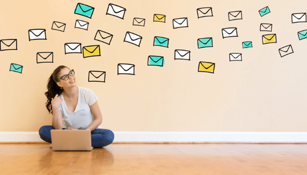 Woman using email