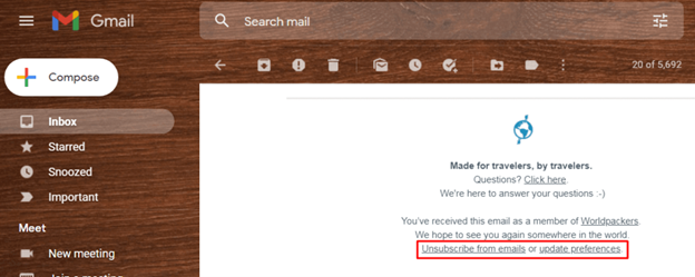 Empty Gmail inbox screenshot
